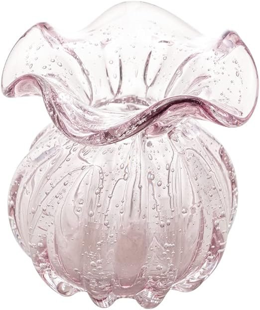 Vaso de vidro rosa claro para montar mimo com flores
